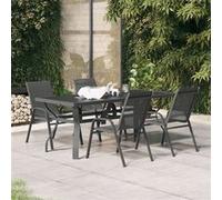 Vidaxl Ensemble De Salle À Manger De Jardin 5 Pcs Gris Et Noir Gris