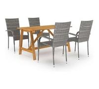 vidaXL 5-delige Tuinset grijs3068751 Gris G
