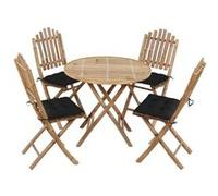 Mobilier à Dîner d'Extérieur Pliable 5 pcs et Coussins Bambou Terrasse vidaXL