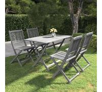 vidaXL 5-delige Tuinset massief acaciahout grijs3057870 Gris G
