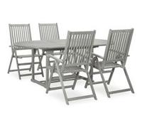 Vidaxl Ensemble De Salle À Manger De Jardin 5 Pièces (150-200) X 100 Cm En Bois D'acacia Massif Gris