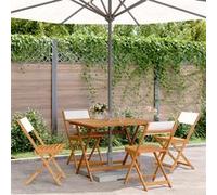 5-delige Tuinset massief hout en stof crÃmewit3281784