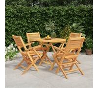 Ensemble à Dîner de Jardin 5 pcs, Ensemble à Manger avec Table et Chaise, Ensemble de Salon, Meubles de Terrasse, Scandinave, Bois de Teck Massif