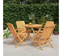 vidaXL Ensemble à Dîner de Jardin 5 pcs, Ensemble à Manger avec Table et Chaise, Ensemble de Salon, Meubles de Terrasse, Scandinave, Bois de Teck Massif bois de teck