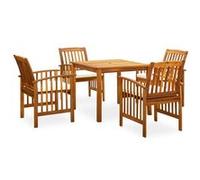 Vidaxl Mobilier À Dîner De Jardin 5 Pcs Avec Coussins Acacia Solide