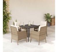 vidaXL 5-delige Tuinset met kussens poly rattan beige3211963 Beige G