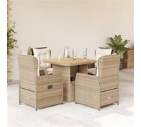vidaXL Ensemble à manger de jardin avec coussins 5pcs Beige poly rotin