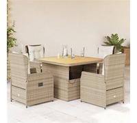 Vidaxl Ensemble À Manger De Jardin Avec Coussins 5pcs Beige Poly Rotin