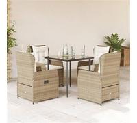 Vidaxl Ensemble À Manger De Jardin Avec Coussins 5pcs Beige Poly Rotin