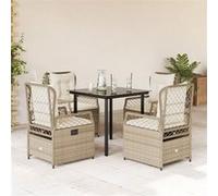 Vidaxl Ensemble À Manger De Jardin Avec Coussins 5pcs Beige Poly Rotin