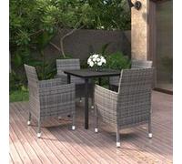 5-delige Tuinset met kussens poly rattan en glas3099692