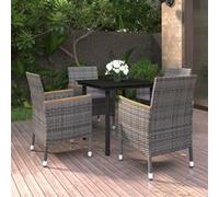 Vidaxl Ensemble À Dîner De Jardin Coussins 5 Pcs Résine Tressée Verre