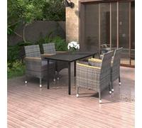 Vidaxl Ensemble À Dîner De Jardin Coussins 5 Pcs Résine Tressée Verre