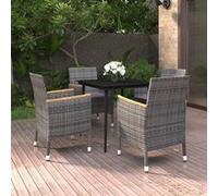 5-delige Tuinset met kussens poly rattan en glas3099788