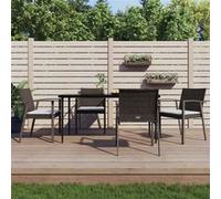 Vidaxl Ensemble À Manger De Jardin 5 Pcs Coussins Résine Tressée Acier
