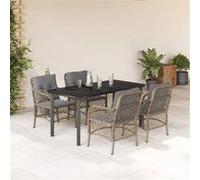 Vidaxl Ensemble À Manger De Jardin Coussins 5 Pcs Mélange Beige Rotin