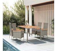 Ensemble à Manger de Jardin avec Coussins Patio Gris Résine Tressée vidaXL