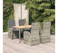 Ensemble De Salle À Manger De Jardin 5 Pcs Avec Coussins Gris Vidaxl Vidaxl