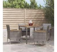 vidaXL 5-delige Tuinset met kussens poly rattan grijs3187365 Gris G