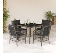 Vidaxl Ensemble À Manger De Jardin 5 Pcs Coussins Gris Résine Tressée