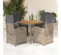 vidaXL 5-delige Tuinset met kussens poly rattan grijs3212241 Gris G