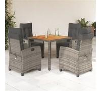 vidaXL 5-delige Tuinset met kussens poly rattan grijs3212913 G