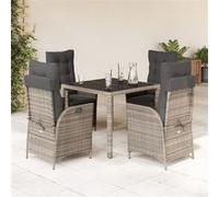 vidaXL 5-delige Tuinset met kussens poly rattan grijs3213077 G