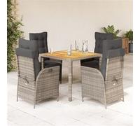 vidaXL 5-delige Tuinset met kussens poly rattan grijs3213105 G