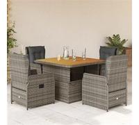 Vidaxl Ensemble À Manger De Jardin 5 Pcs Coussins Gris Résine Tressée