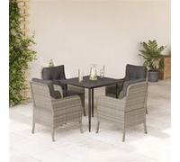 Vidaxl Ensemble À Manger De Jardin Et Coussins 5 Pcs Gris Clair Rotin