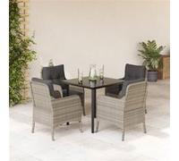Vidaxl Ensemble À Manger De Jardin Et Coussins 5 Pcs Gris Clair Rotin