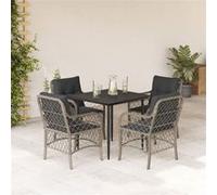 Vidaxl Ensemble À Manger De Jardin Et Coussins 5 Pcs Gris Clair Rotin