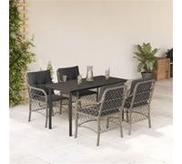 Ensemble de Bistro et Coussins Table 3 pcs Gris Clair Résine Tressée vidaXL