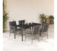 Vidaxl Ensemble À Manger De Jardin Et Coussins 5 Pcs Gris Clair Rotin