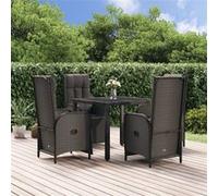 5-delige Tuinset met kussens poly rattan zwart3185060