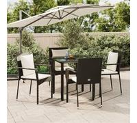 Vidaxl Mobilier À Dîner De Jardin Et Coussins 5pcs Noir Résine Tressée