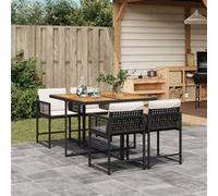 Vidaxl Ensemble À Manger De Jardin Coussins 5pcs Noir Résine Tressée