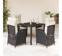 vidaXL 5-delige Tuinset met kussens poly rattan zwart3213059 G