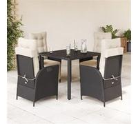 vidaXL 5-delige Tuinset met kussens poly rattan zwart3213315 G