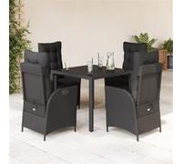 vidaXL 5-delige Tuinset met kussens poly rattan zwart3213321 G