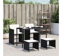 Ensemble à Manger de Jardin et Coussins Meubles 5pcs Noir Résine Tressée vidaXL