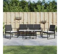 Vidaxl Ensemble À Manger De Jardin Avec Coussins 5 Pcs Noir Rotin Pp Noir
