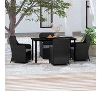 vidaXL 5-delige Tuinset met kussens zwart3099531 Noir G