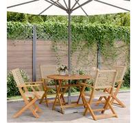 vidaXL – Ensemble à manger de jardin 5 pcs – Résine tressée et bois massif – Beige