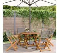Vidaxl Ensemble À Manger De Jardin 5 Pcs Résine Tressée Et Bois Massif