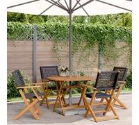 vidaXL 5-delige Tuinset poly rattan en massief hout zwart3281814 G