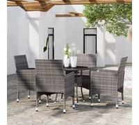 Vidaxl Mobilier De Salle À Manger De Jardin 5 Pcs Résine Tressée Gris Gris