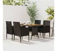 Vidaxl Mobilier À Dîner D'extérieur 5 Pcs Résine Tressée Noir Noir