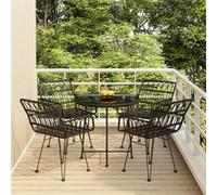 Vidaxl Mobilier À Dîner De Jardin 5 Pcs Noir Résine Tressée