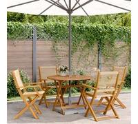 vidaXL 5-delige Tuinset polypropeen en massief hout beige3281819 Beige G